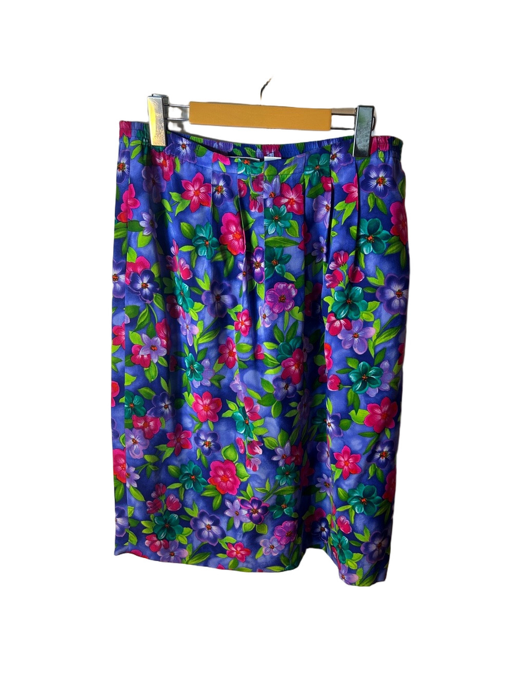 Silk Liz Claiborne Women's Floral Midi Skirt - Vibrant Blue Multicolor size 10
